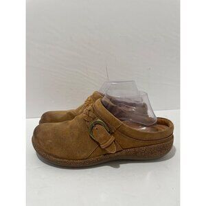 Aetrex Shoes Womens Lindy Brown Suede Slip-On Clogs Braided Strap & Adjustable